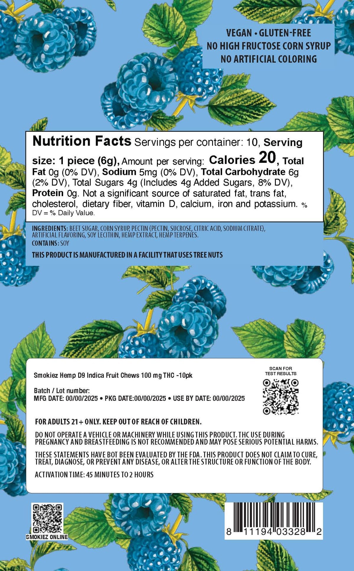 BLUE RASPBERRY 10PK 100MG HEMP DELTA-9 GUMMIES